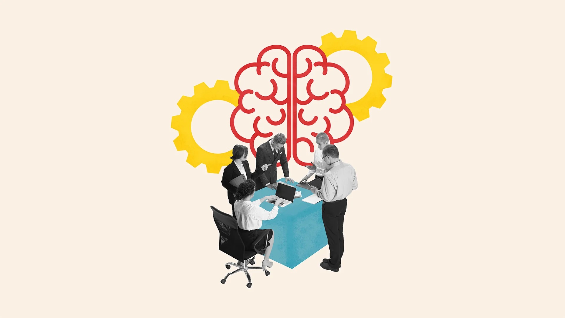illustration of office workers around a computer terminal created by inc magazine
